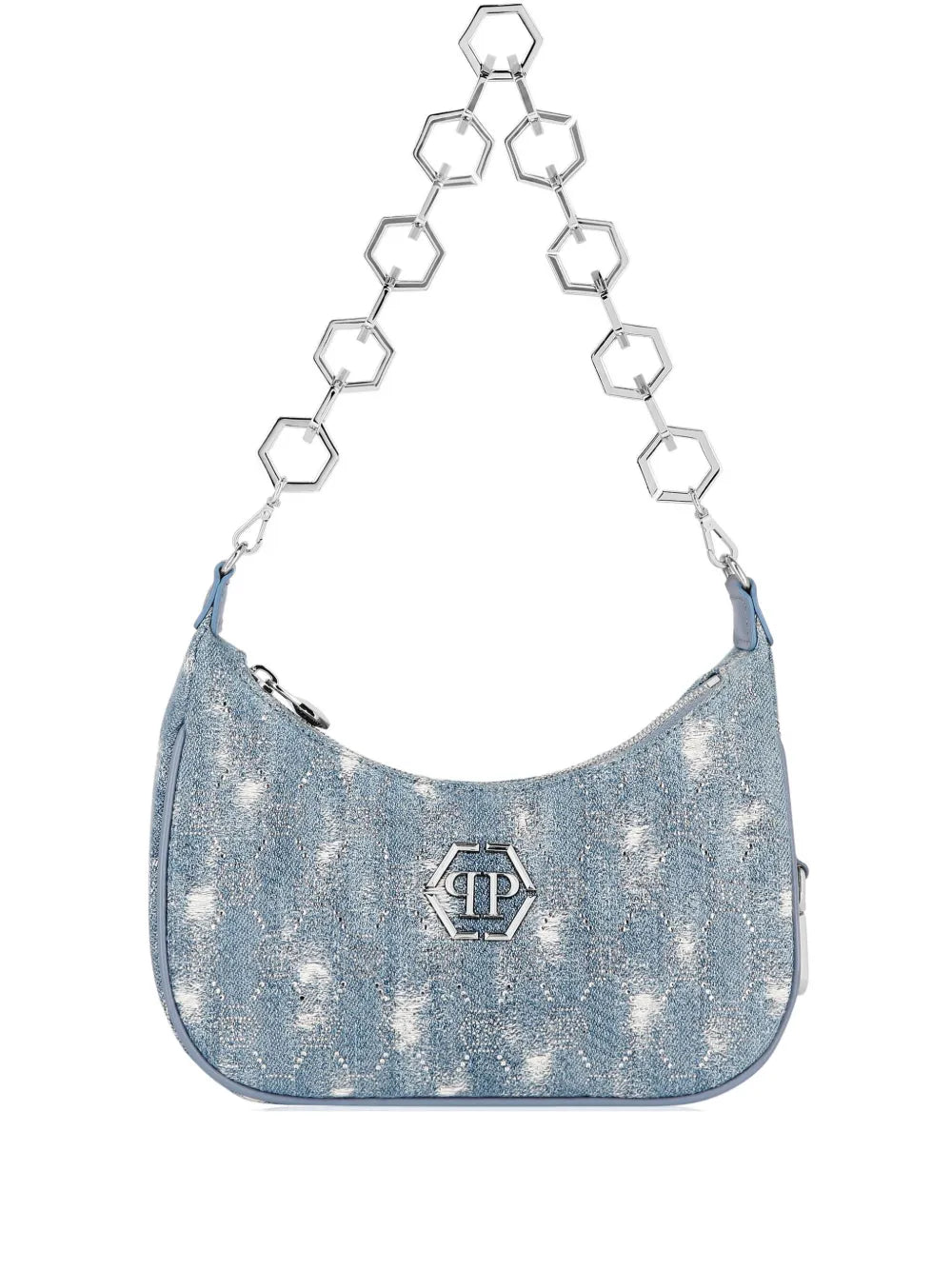 Philipp Plein monogram distressed denim shoulder bag