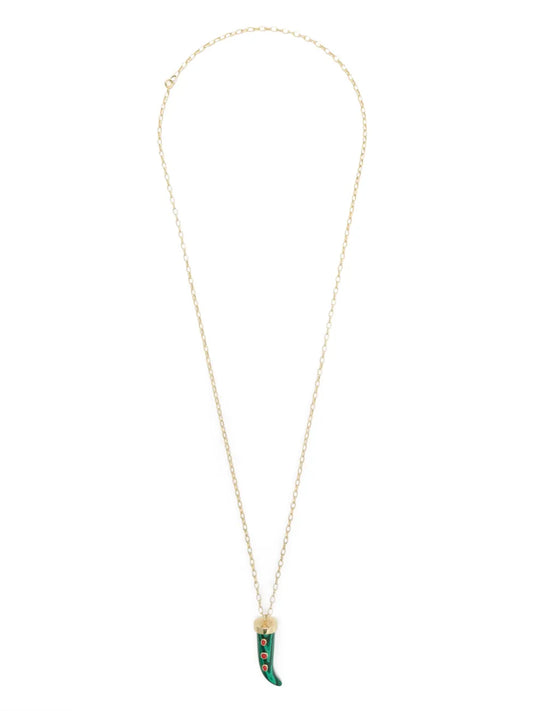 Eshvi malachite fang necklace