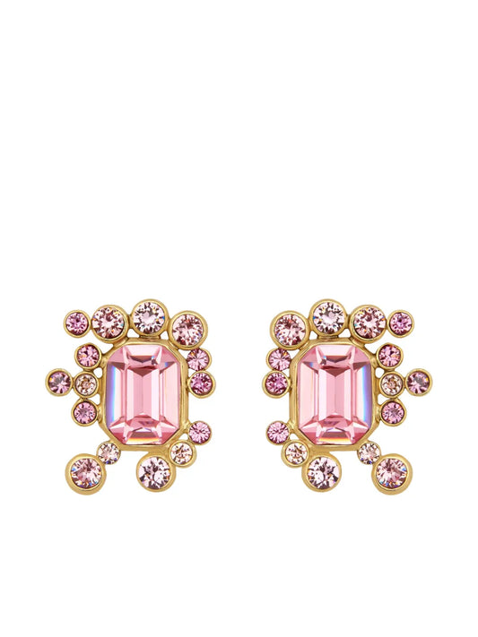 Oscar de la Renta mixed crystal cluster earrings
