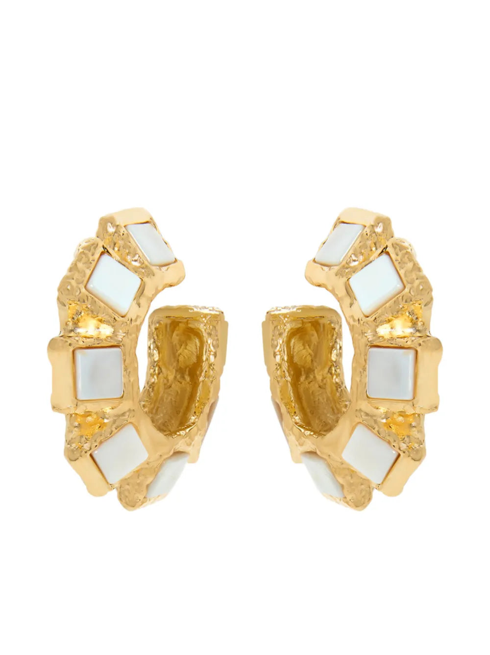 Oscar de la Renta Square Stone hoop earrings