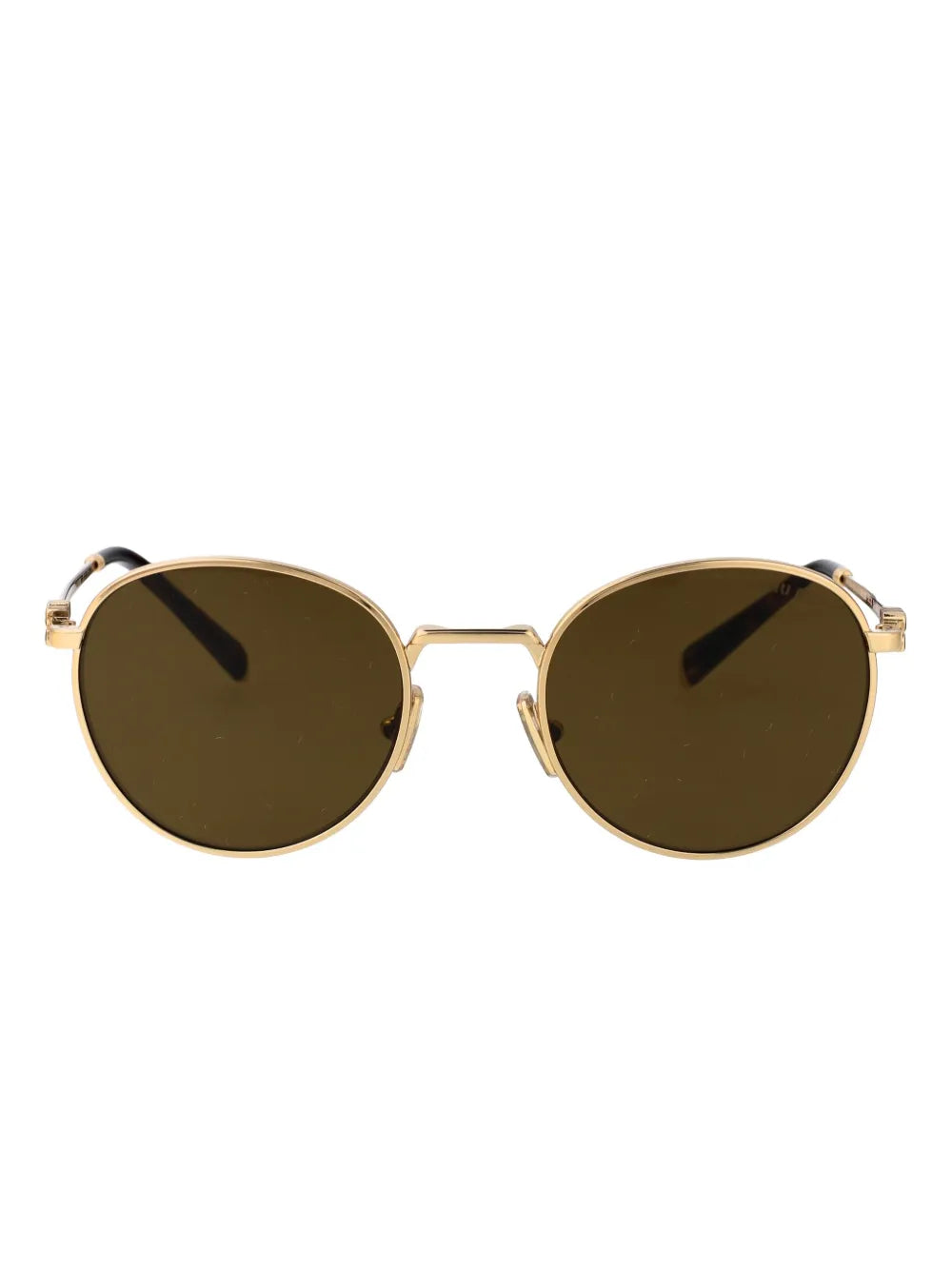Miu Miu Eyewear MIU MIU DARK BROWN AND GOLD METAL FRAME ROUND SUNGLASSES