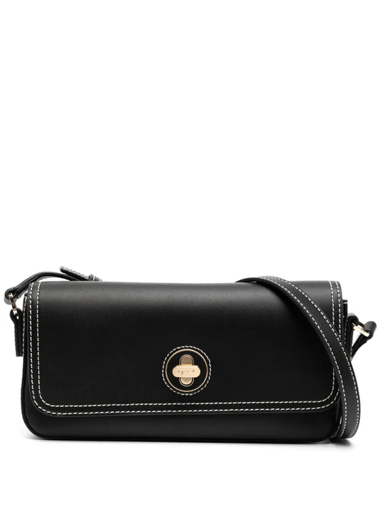 agnès b. contrast stitching leather cross body bag