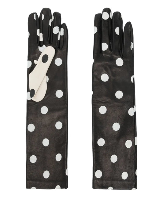 Moschino polka dot leather gloves