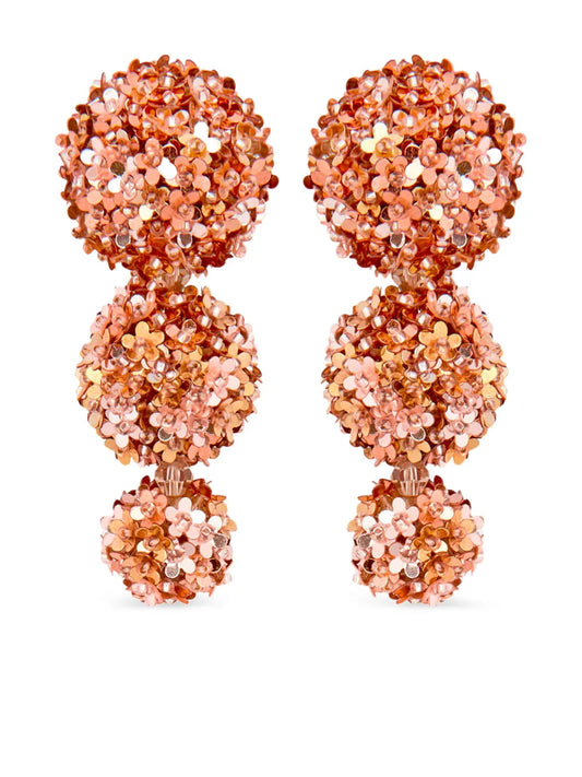 Oscar de la Renta Flower Pompom drop earrings
