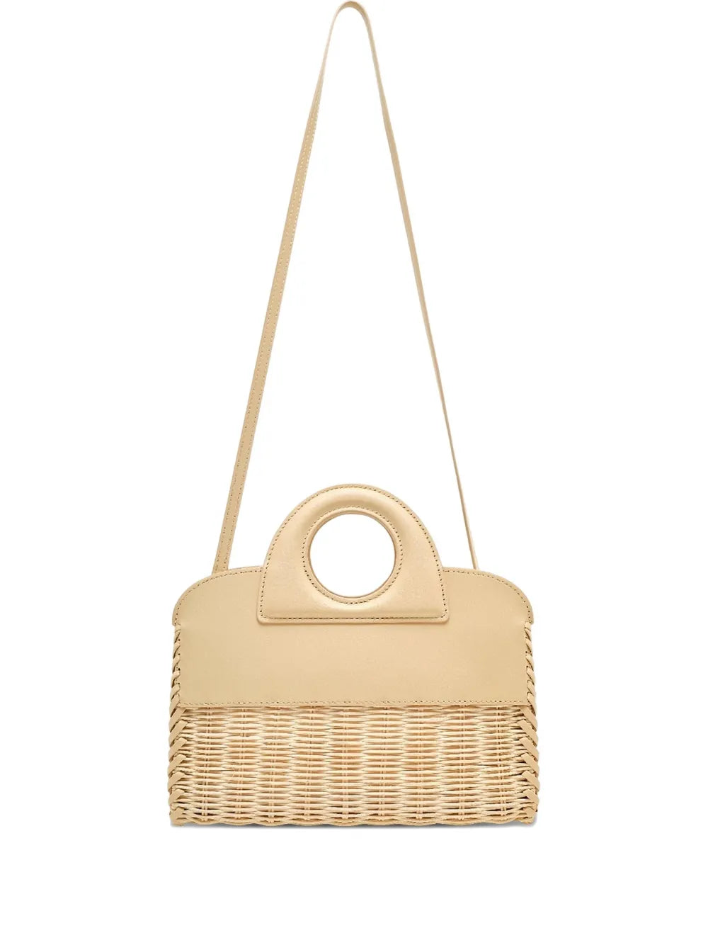 Alexis leather trimmed woven cross body bag