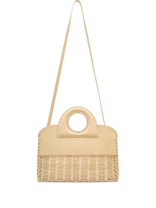 Alexis leather trimmed woven cross body bag