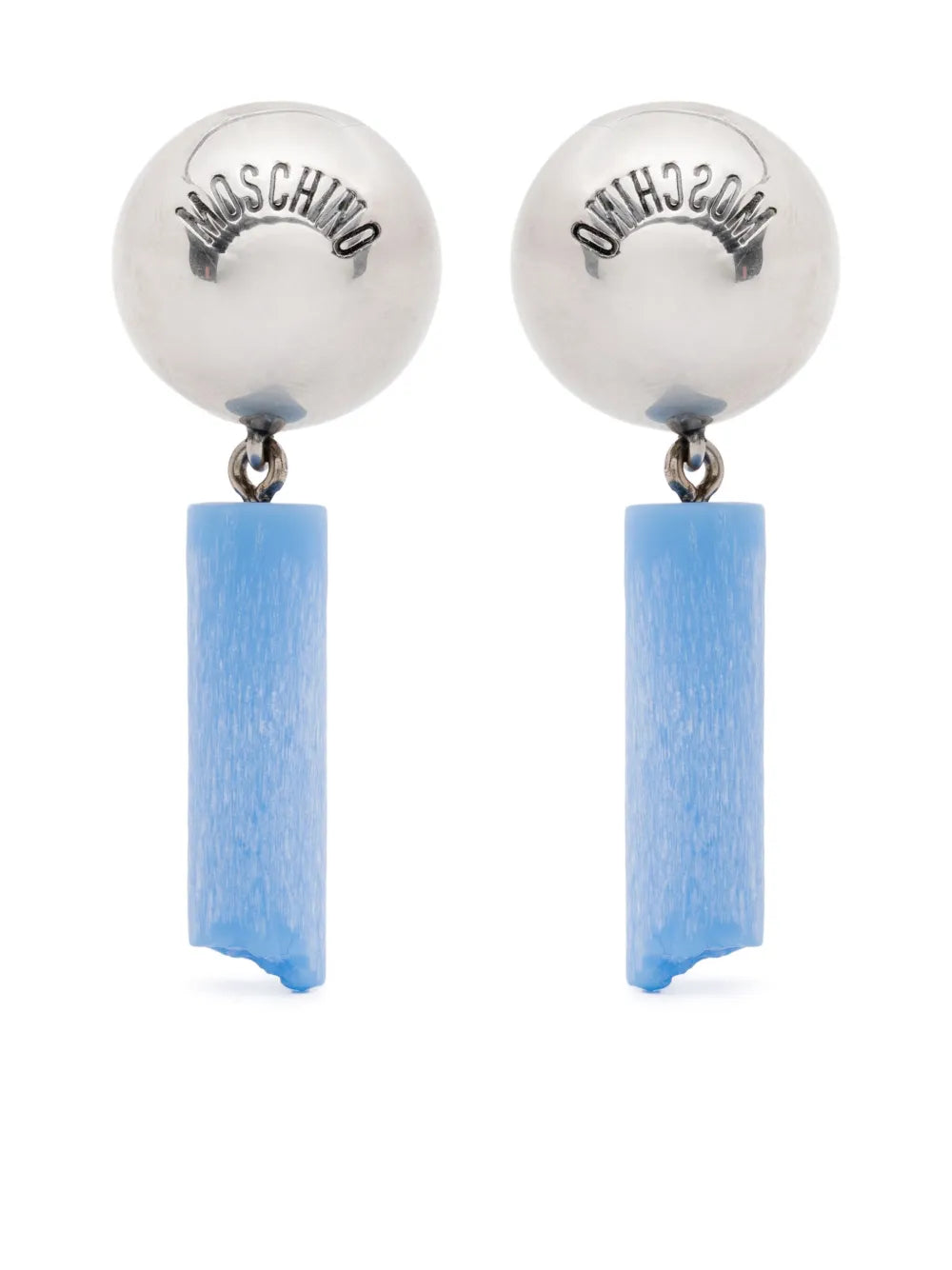 Moschino logo engraved clip on earrings