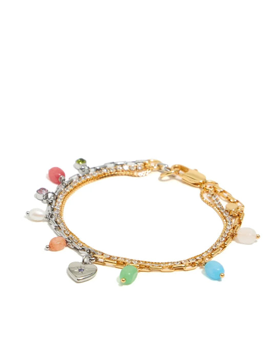 Bimba y Lola gemstone detail multi chain bracelet