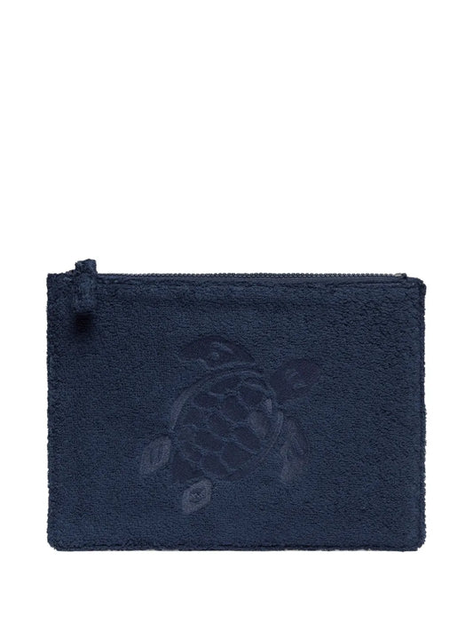 Vilebrequin turtle motif terrycloth clutch bag