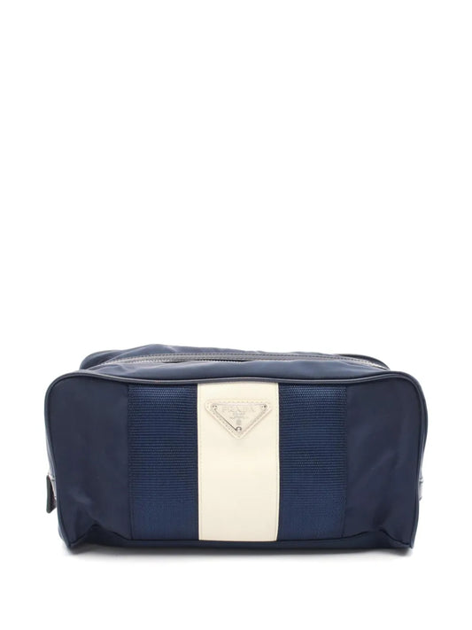 Prada 2000s Enamel triangle logo clutch bag