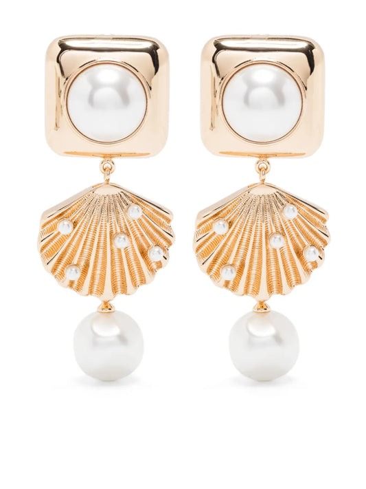 Self-Portrait faux pearl detail earrings