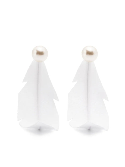 Marni fabric feather earrings