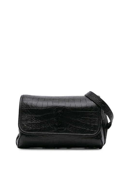 Saint Laurent 2019 Baby Crocodile Embossed Leather Monogram Niki shoulder bag