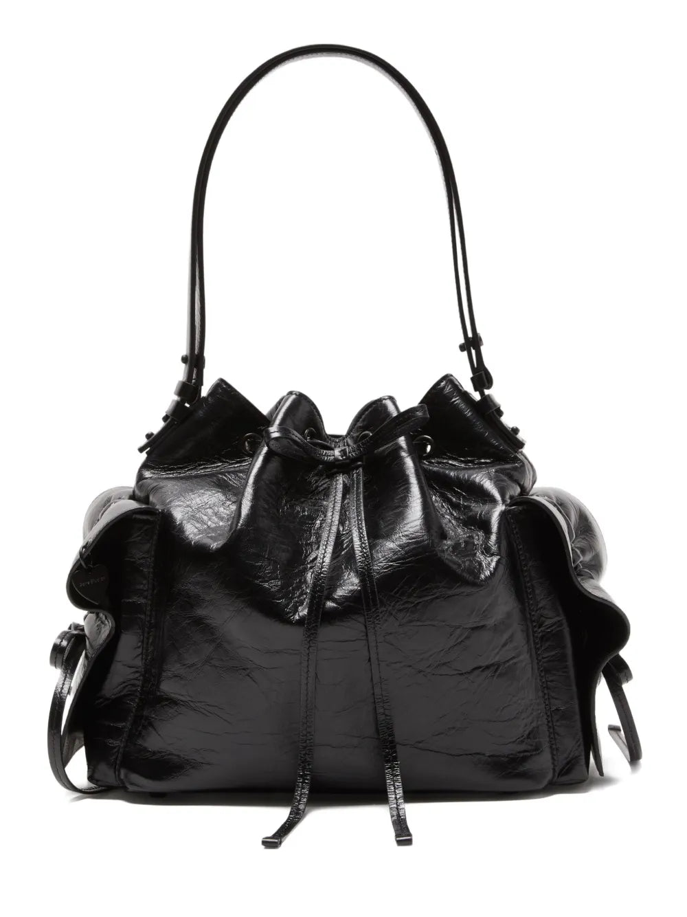 Acne Studios drawstring ruffled leather shoulder bag