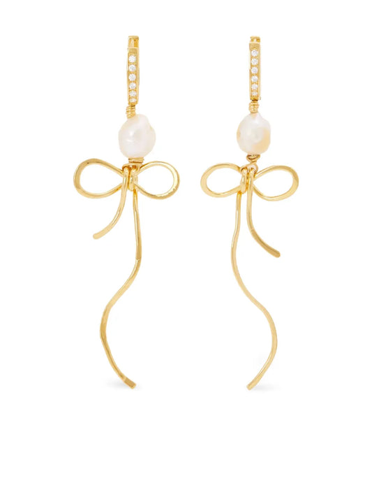 Marni pearl bow drop earrings