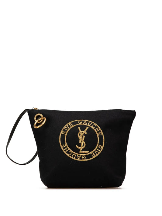 Saint Laurent 2002 Wool Embroidered Rive Gauche Pouch clutch bag