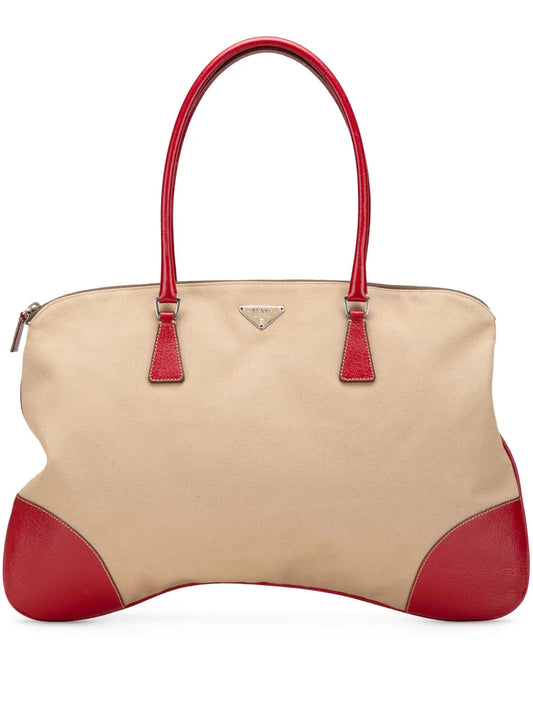 Prada 2000 2013 Cinghiale Trimmed Canvas Canapa tote bag