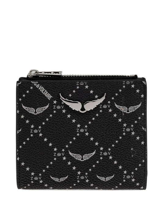 Zadig&Voltaire wings plaque zip around wallet