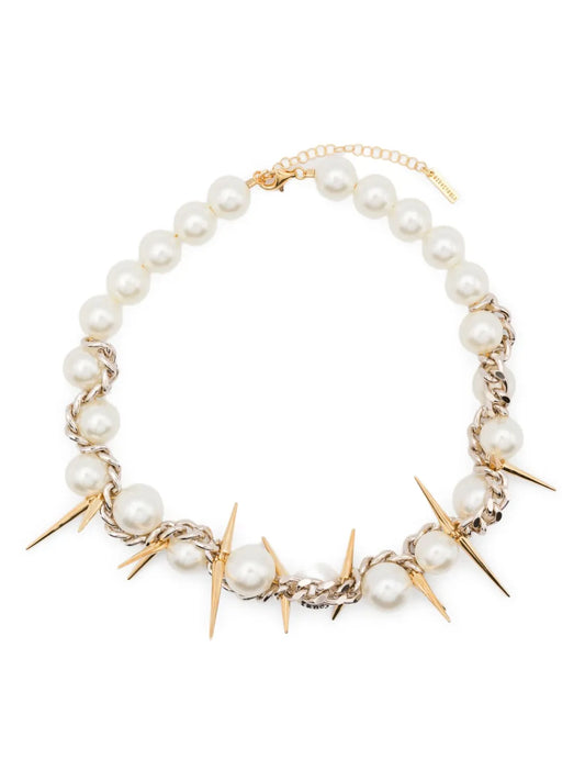 VIVYINROSA faux pearl spike embellished necklace