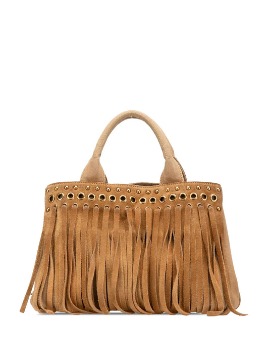 Prada 2010 2025 Canvas and Suede Fringed Canapa handbag