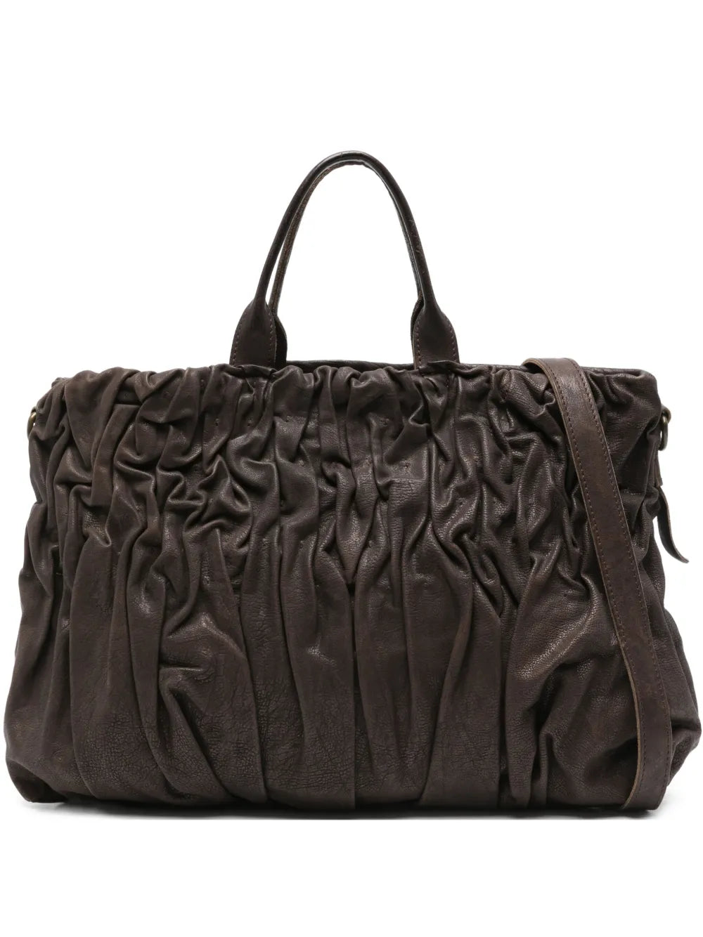 RITA MERLINI pleated calfskin leather tote bag