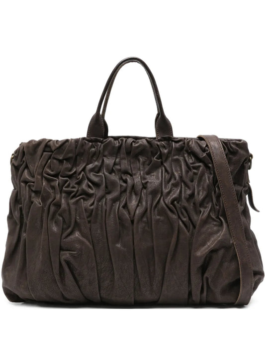 RITA MERLINI pleated calfskin leather tote bag