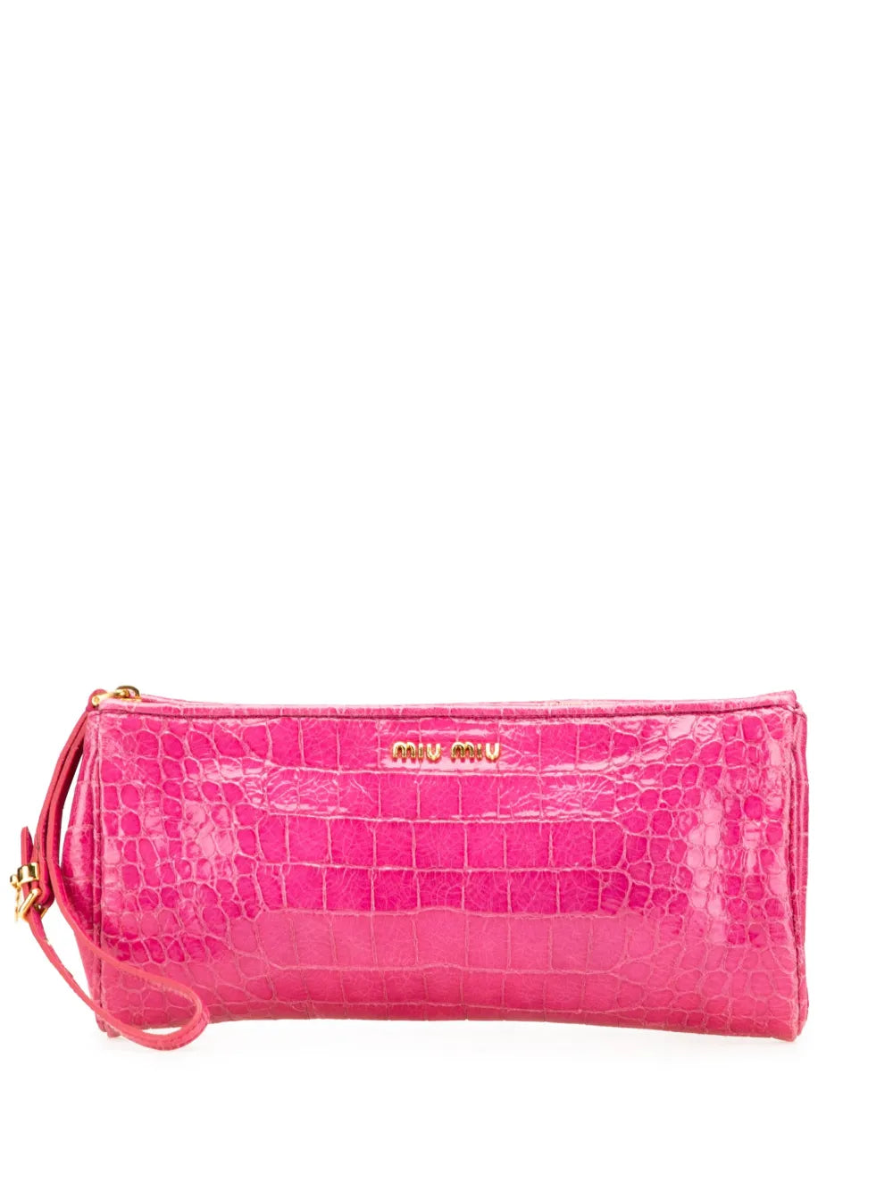 Miu Miu 2010 2025 Croc Embossed Patent Wristlet clutch bag