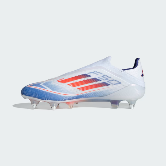 adidas F50 Elite Laceless Soft Ground Soccer Cleats Cloud White Solar Red Lucid Blue
