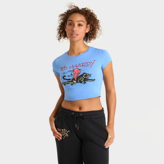 Women's Ed Hardy Devil Panther Baby T-Shirt