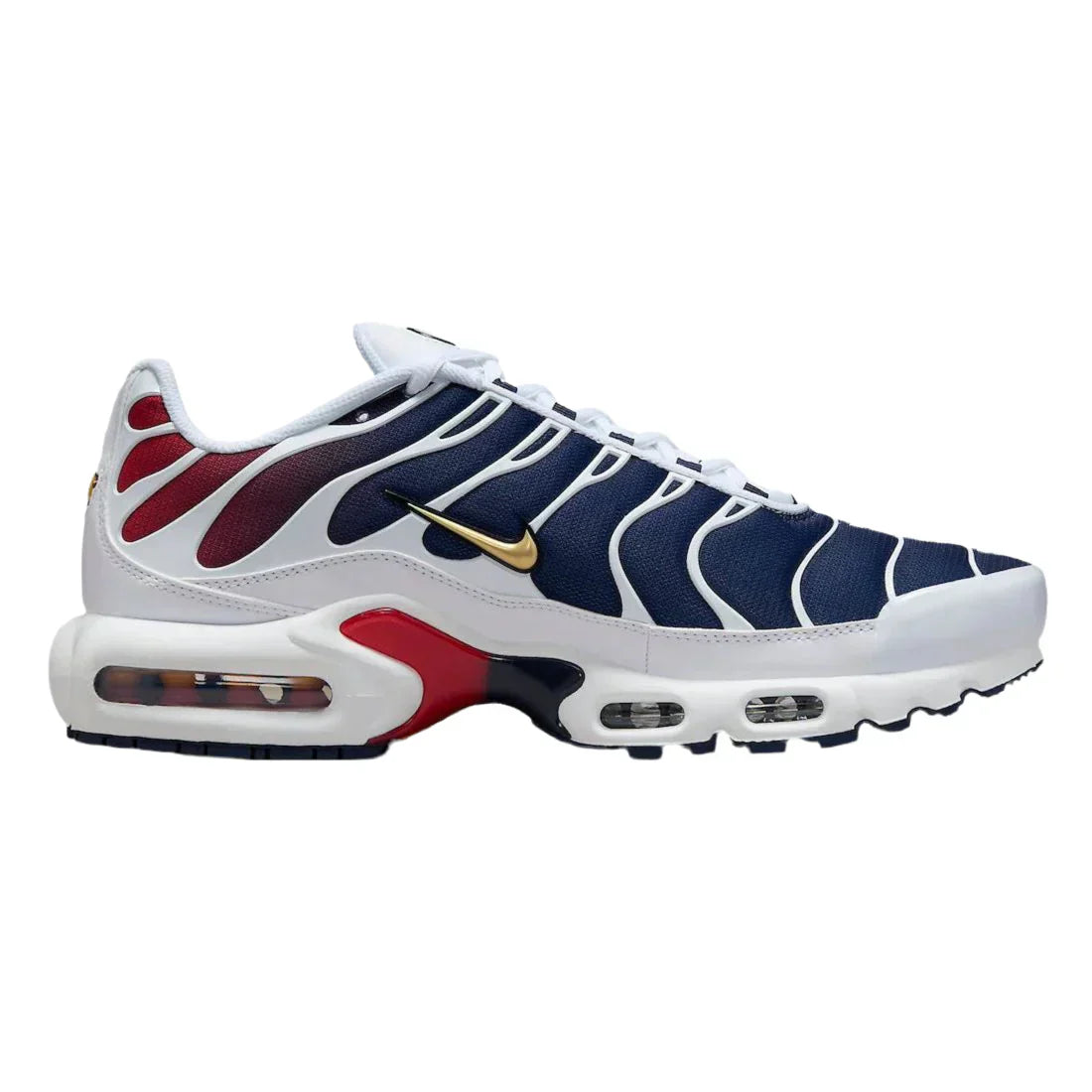 Nike Air Max Plus Men's Shoes White Metallic Gold-Obsidian-Team Red PSG