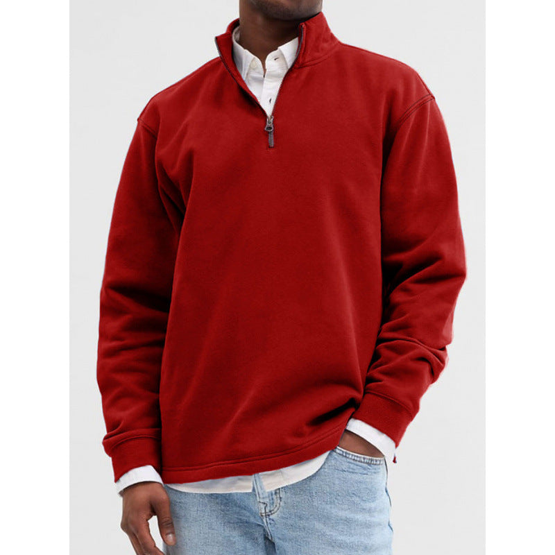 Outdoor Foreign Trade Men's Zipped Stand Collar Sweater Fashion Brand
