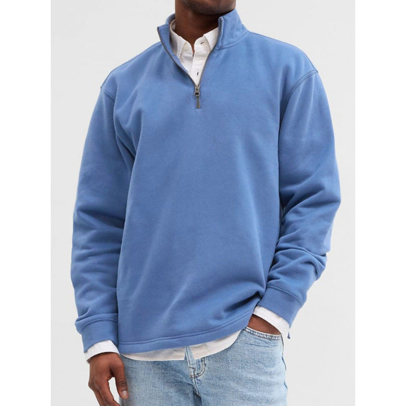 Outdoor Foreign Trade Men's Zipped Stand Collar Sweater Fashion Brand