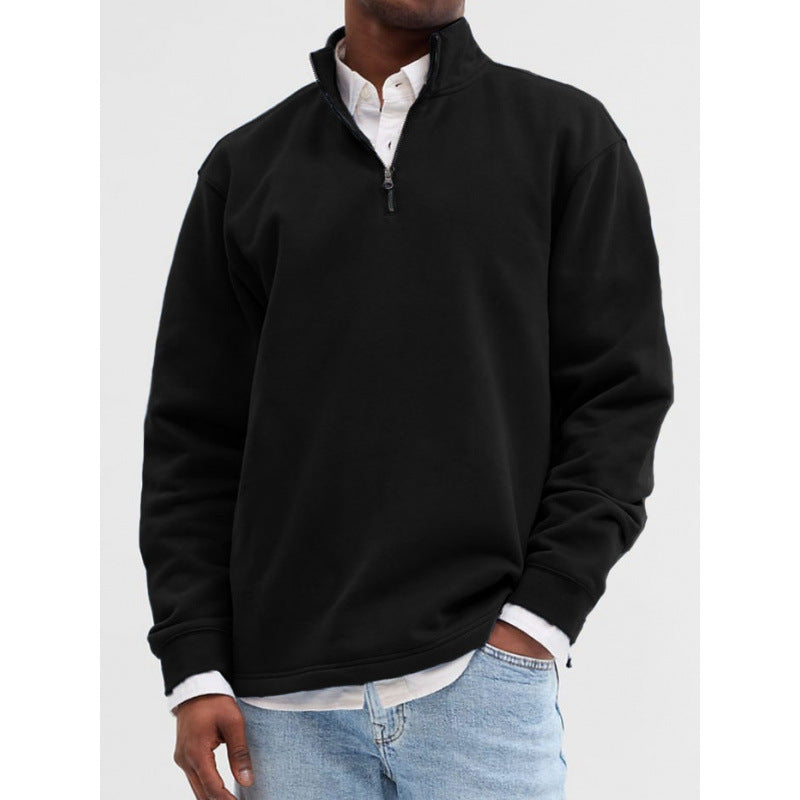 Outdoor Foreign Trade Men's Zipped Stand Collar Sweater Fashion Brand