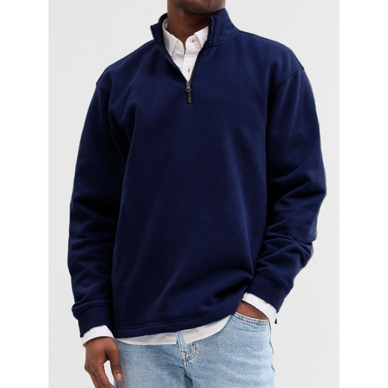 Outdoor Foreign Trade Men's Zipped Stand Collar Sweater Fashion Brand