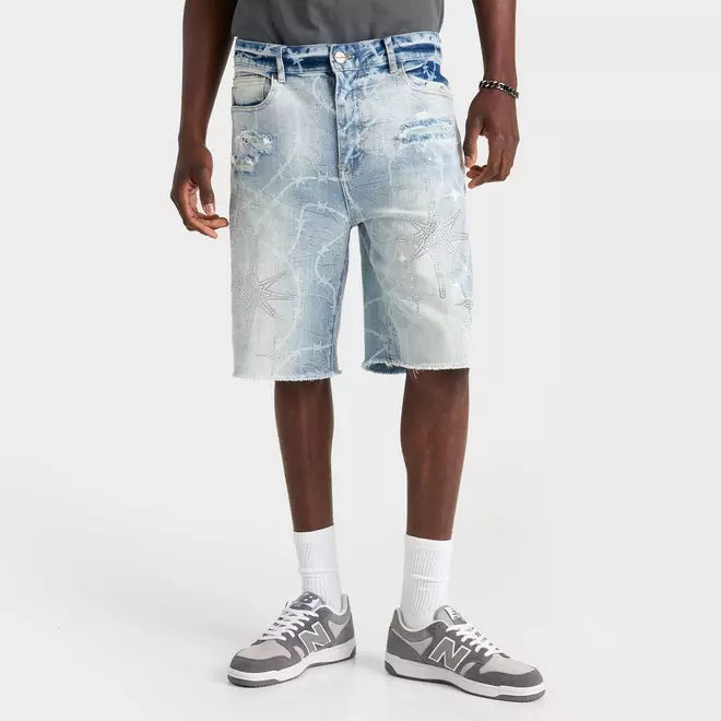 Men's Smoke Rise Washed Rhinestone Denim Shorts