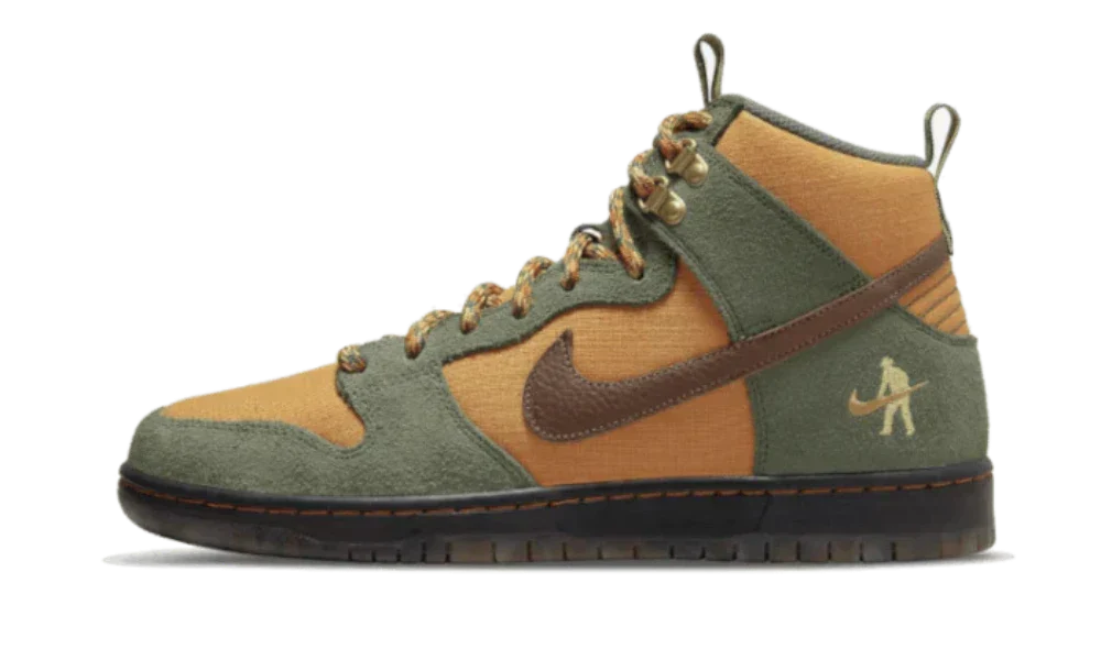 Nike SB Dunk High Shoes Carbon Green Cider-Wheat Gold Pass-Port