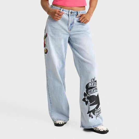 Women's Ed Hardy Dagger Heart Baggy Jeans