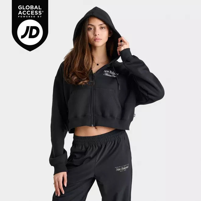 Women's New Balance Linear Cropped Full-Zip Hoodie