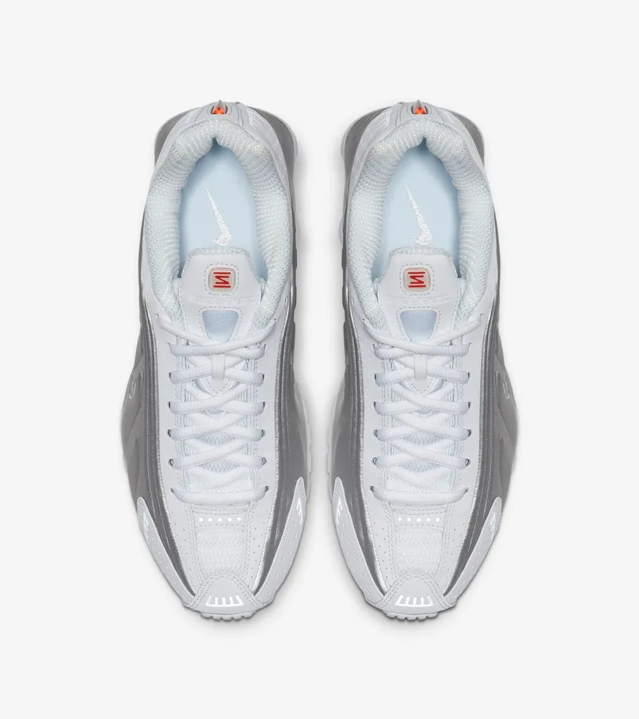 Nike Shox R4 White and Metallic Silver
